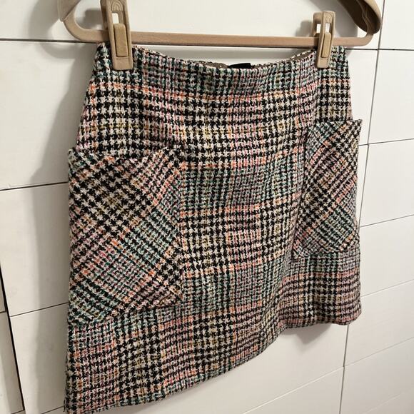 Anthropologie Maeve Bijou Plaid Tweed Knit Mini Skirt Size 4P - Picture 2 of 12